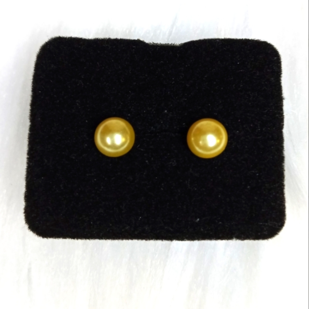 Medium Yellow Faux Pearl Earrings